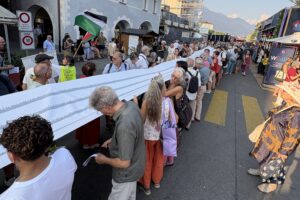 Protest at the Locarno Film Festival Remembers 60,000 Names of the Dead of Gaza 