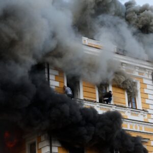 Fire, Smoke and Desperation After a Strike in the Heart of Kyiv