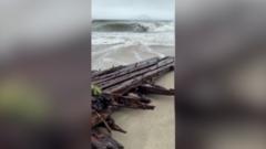 Watch: Shipwreck uncovered on Nantucket island during nor&rsquo;easter storm
